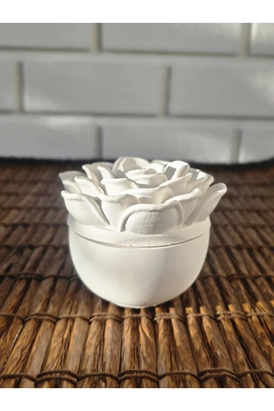 DEKOPOR Dekoratif Gül Seramik Kapaklı Mumluk | Zarif & Kokulu Dekor Mum - 5