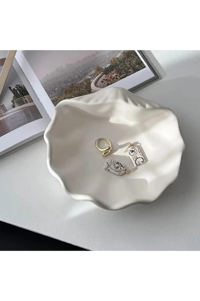 DEKOPOR Coastal Breeze | Deniz Kabuklu Dalga Formlu TAŞ TOZU Mum - 4