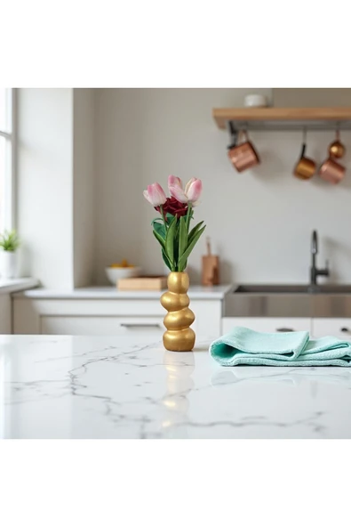 DEKOPOR Zen Seramik Dekoratif Vazo Gold - 4