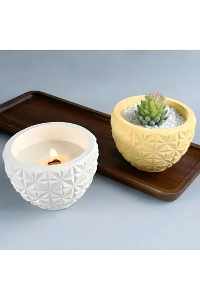 DEKOPOR Dekorea Novatext Geometrik Desenli Saksı - 4