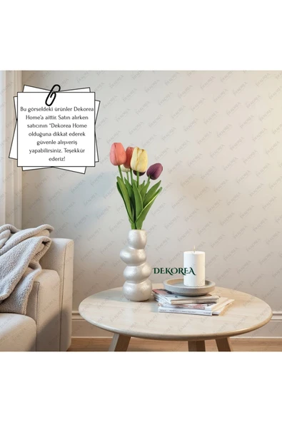 DEKOPOR Zen Seramik Dekoratif Vazo İNCİ - 4