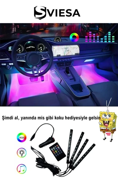 Ayak Altı Led 12 Ledli Lamba Sese Duyarlı Led Müziğe Duyarlı Led - 8 Renk Rgb - 1