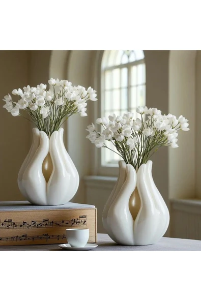 DEKOPOR Şık ve Zarif Dekoratif seramik tozu katkılı Vazo