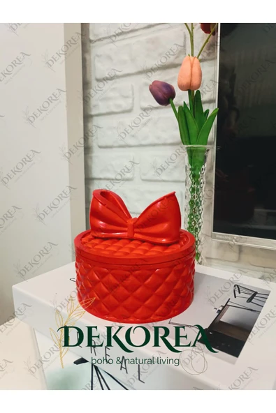 DEKOPOR Luxe Bow Yuvarlak Kapaklı Dekoratif Saklama Kutusu – Şık Organizer & Hediye Kutusu - 4