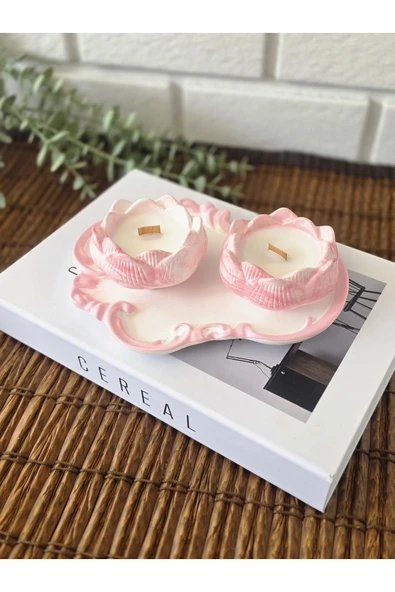 DEKOPOR Dekorea Home Lotus Taş Tozu Mumluk – El Yapımı Aromaterapi Mum - 5