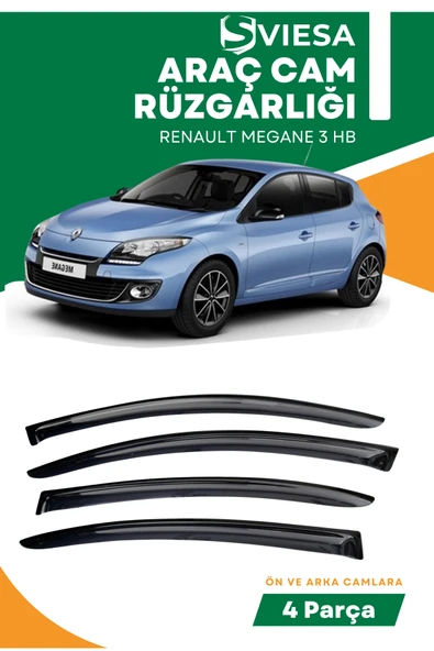 RENAULT MEGANE 3 HB  uyumlu oto camlara özel ölçü cam rüzgarlığı rüzgarlık - 1