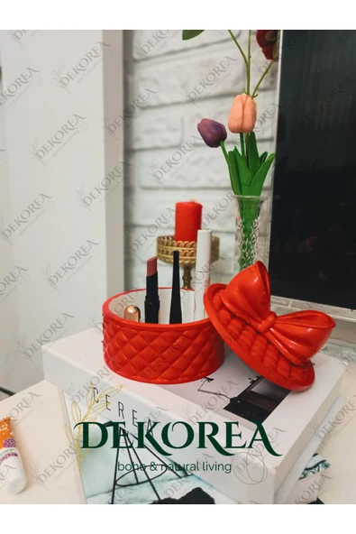 DEKOPOR Luxe Bow Yuvarlak Kapaklı Dekoratif Saklama Kutusu – Şık Organizer & Hediye Kutusu - 5