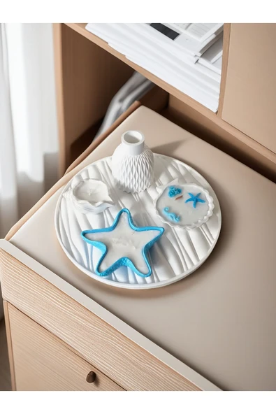 DEKOPOR Deniz Esintili Seramik Dekor Seti – El Yapımı Özel Tasarım - 4