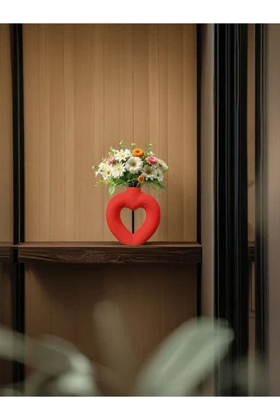 DEKOPOR Dekoratif Kalp Figürlü Seramik Vazo | El Yapımı Özel Tasarım - 8