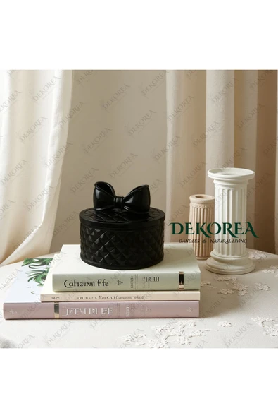 DEKOPOR Luxe Bow Yuvarlak Kapaklı Dekoratif Saklama Kutusu – Şık Organizer & Hediye Kutusu - 3