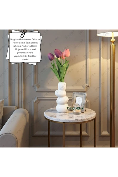 DEKOPOR Zen Taşı Dekoratif Vazo Beyaz - 2