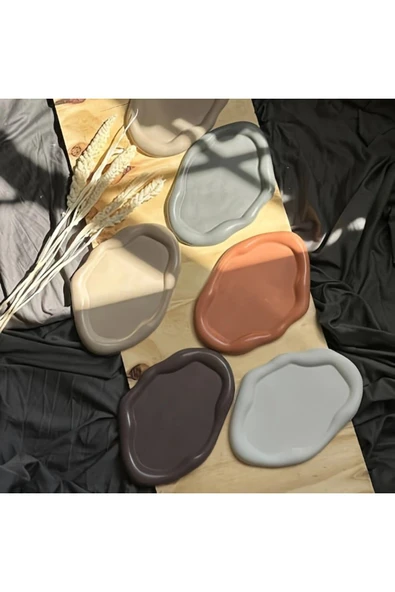 DEKOPOR Organik Form Taş Tozu Dekoratif Tepsi (BULUT FORM) - 5