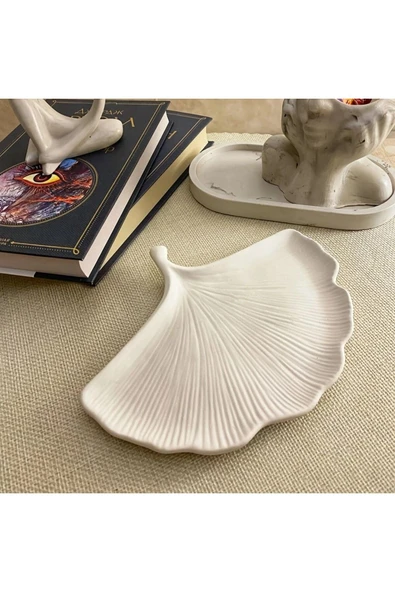 DEKOPOR Yaprak Formlu Seramik Takı & Sunum Tabağı | Dekoratif Tabak - 5