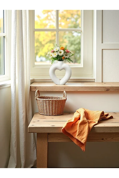 DEKOPOR Dekoratif Kalp Figürlü Seramik Vazo | El Yapımı Özel Tasarım - 4