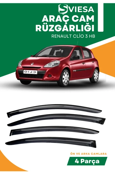RENAULT CLİO 3 HB  uyumlu oto camlara özel ölçü cam rüzgarlığı rüzgarlık ürün görseli 1