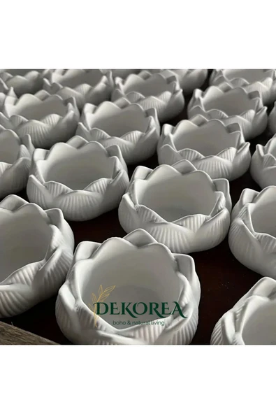 DEKOPOR Dekorea Home Lotus Taş Tozu Mumluk – El Yapımı Aromaterapi Mum - 6