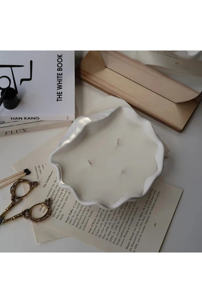 DEKOPOR Coastal Breeze | Deniz Kabuklu Dalga Formlu TAŞ TOZU Mum - 2