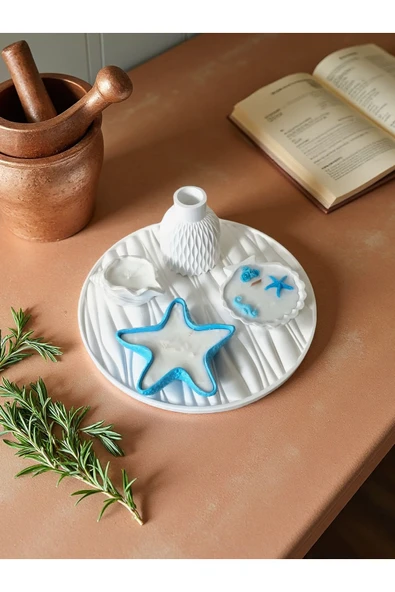 DEKOPOR Deniz Esintili Seramik Dekor Seti – El Yapımı Özel Tasarım - 3