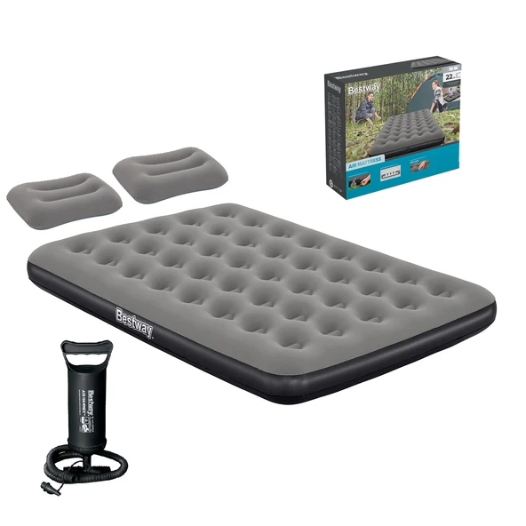 Bestway Ultra Queen 2 Kişilik Şişme Yatak + El Pompası ve Yastık Hediyeli 191x137x22cm 671GZ BW146 - 1