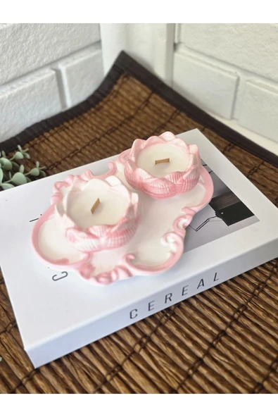 DEKOPOR Dekorea Home Lotus Taş Tozu Mumluk – El Yapımı Aromaterapi Mum - 3