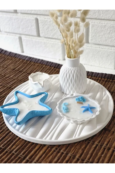 DEKOPOR Deniz Esintili Seramik Dekor Seti – El Yapımı Özel Tasarım - 7