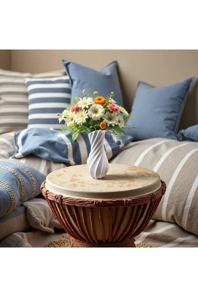 DEKOPOR Dekoratif Spiral Dokulu Vazo – Taş Tozu & Beton Karışımı, Modern Tasarım - 7