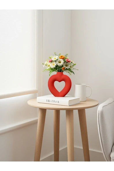 DEKOPOR Dekoratif Kalp Figürlü Seramik Vazo | El Yapımı Özel Tasarım