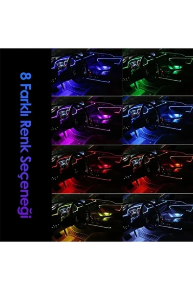 Araç Içi Ayak Altı Led Müziğe Ve Sese Duyarlı Rgb Renkli Kumandalı Led 12 Led - 3