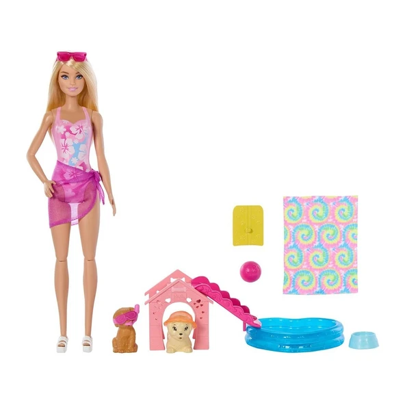 Barbie Köpekçikle Havuz Partisi Oyun Seti JBF35 - Resim 2