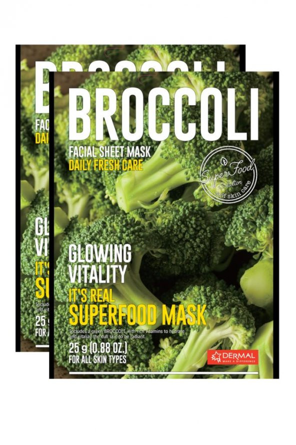 DERMAL Canlandırıcı ve Parlaklık Kazandıran Brokoli Maskesi 25gr 2li Set