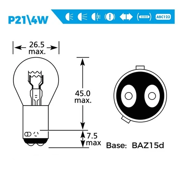 SuperLight BAZ15D/7225 21/5W 12V Halojen Fren Sinyal Ampulü Çift Duy 2 Adet Turuncu - 2