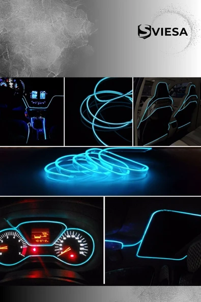 Araç Içi Torpido Ledi Şerit Led Ip Led Neon Buz Mavi (Ice Blue) 2 Metre - 3