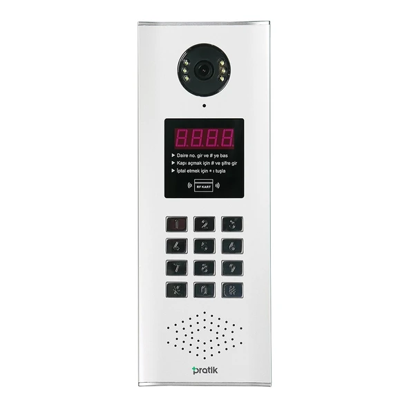 PRATİKPLUS  Görüntülü Dijital Tuşlu Zil Paneli Şifre ve Temassız Kartlı Kapı Açtırma