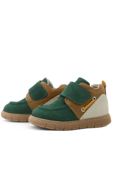 Rakerplus Hakiki Deri Yeşil Taba Cırt Cırtlı Bebek Bot - Resim 6