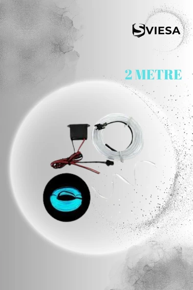 Araç Içi Torpido Ledi Şerit Led Ip Led Neon Buz Mavi (Ice Blue) 2 Metre - 4