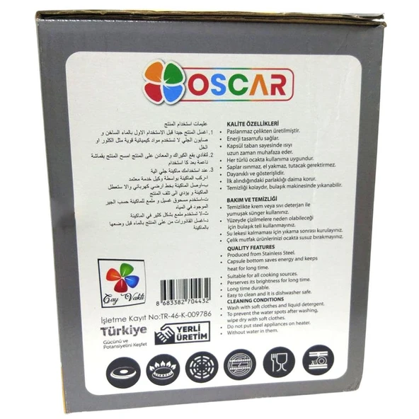 Yonca Oscar Küre Aile Boy Çelik Çaydanlık Kırmızı - 5