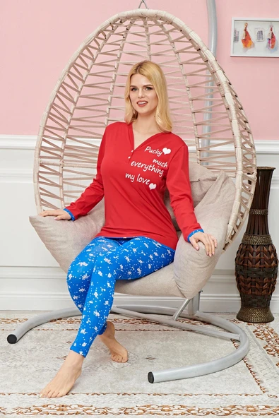 Bayan Uzun Kollu Pijama Takımı Model no 7584 ürün görseli