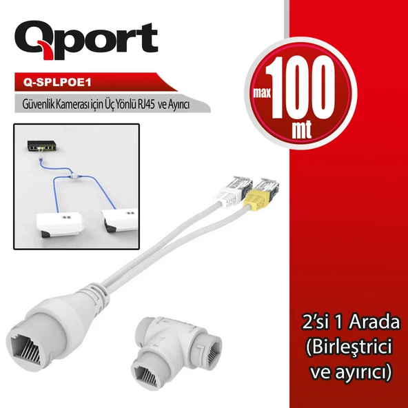 QPORT Q-SPLPOE1 POE SPLITTER 2IN1 AG KONNEKTORU + ürün görseli