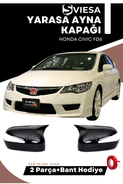 Honda Civic FD6 Uyumlu Batman Yarasa Ayna Kapağı Piano Black - 1