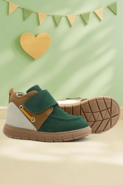 Rakerplus Hakiki Deri Yeşil Taba Cırt Cırtlı Bebek Bot ürün görseli