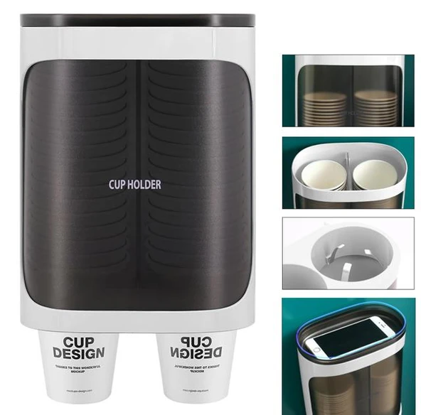 Sunup SN-27108 Kendinden Yapışkanlı Çiftli Plastik - Karton Bardak Dispenseri