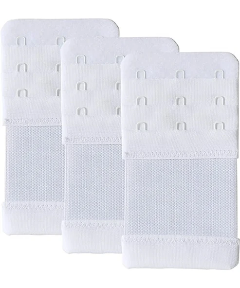 3 ADET  Lastikli Sütyen Uzatma Kopçası Agraf/geniş 3 Kancalı Ek Aparatı Seti - Resim 3