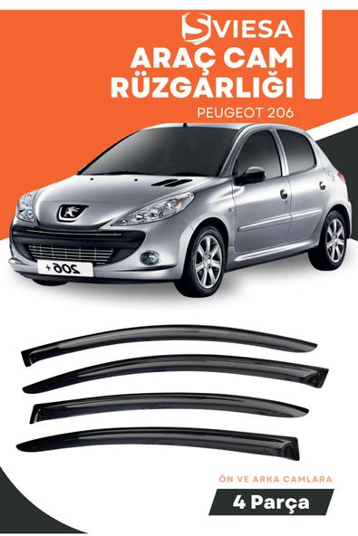 PEUGEOT 206  uyumlu oto camlara özel ölçü cam rüzgarlığı rüzgarlık ürün görseli 1
