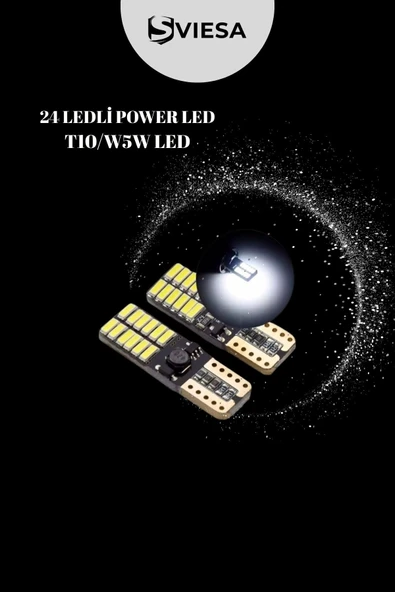 T10 Dipsiz W5w Canbus 24 Ledli Beyaz Park Plaka Ampulü (2 Adet) - 1