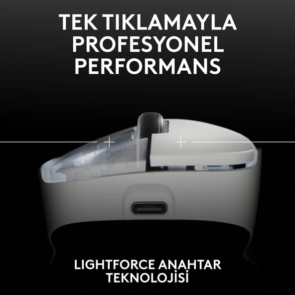 Logitech G Pro X Superlight 2 Dex Lightspeed Hero 2 32K Dpı Sensör Pc/mac için Kablosuz Oyun Mouse'u, Beyaz - Resim 3
