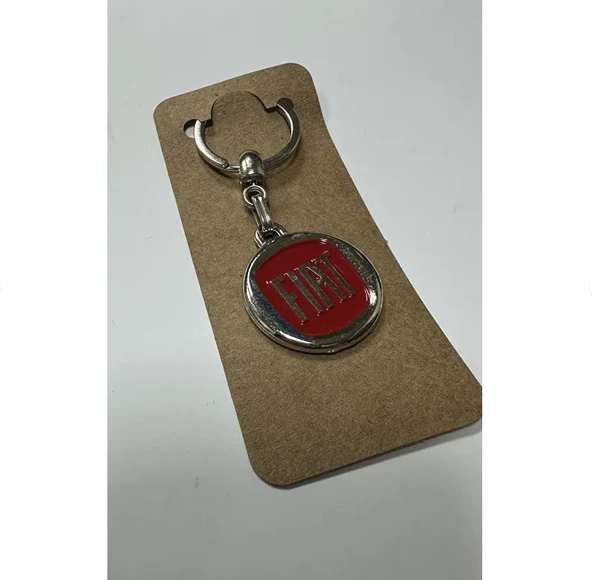 Fiat Logolu Kırmızı Metal Otomobil Anahtarlığı 1 Adet - Resim 2