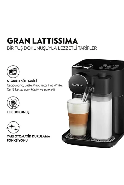 Nespresso F541 Gran Latissima Süt Çözümlü Espresso Kahve Makinesi, Siyah - 2