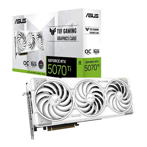 ASUS TUF-RTX5070TI-O16G-WHITE-GAMING-NVIDIA-GEFORCE-RTX 5070 TI-16GB GDDR7-256bit--OC-2xHDMI-3xDP-RGB-DLSS4 EKRAN KARTI ürün görseli