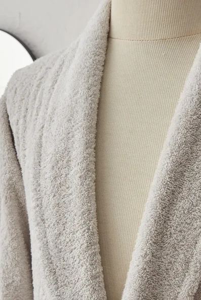 Karaca Home Carli 4 Parça Bornoz/banyo/baş Havlusu Aile Banyo Seti Pudra Gri - 3