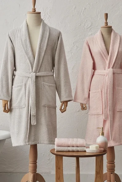 Karaca Home Carli 4 Parça Bornoz/banyo/baş Havlusu Aile Banyo Seti Pudra Gri